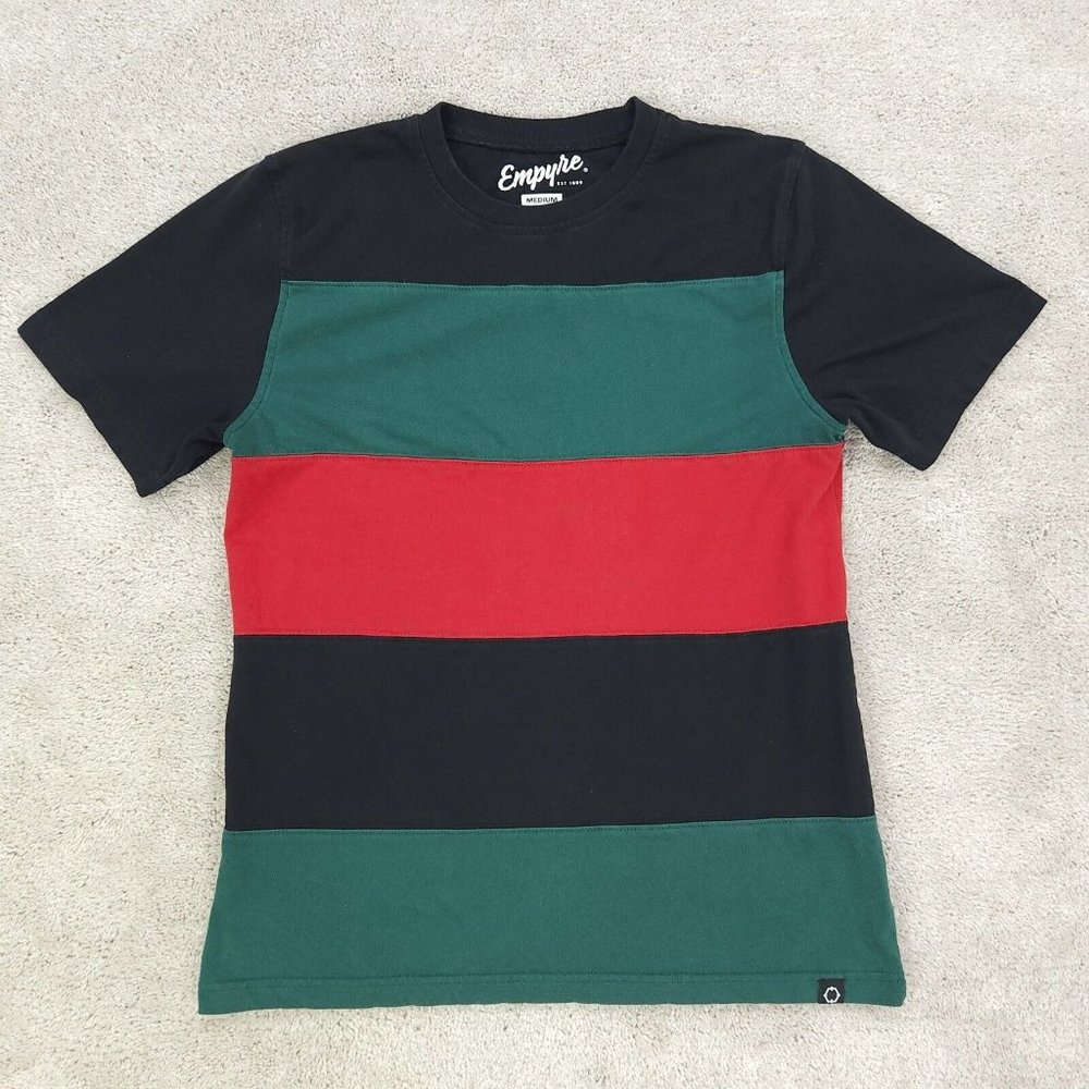 Empyre T-Shirt Mens Medium Black Striped Colorblock Short Sleeve Crew Neck